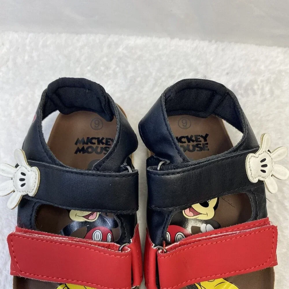 Mickey Mouse Disney Master of Arts Sandals Kids Sz 9 Red/Black Adjustable Straps
